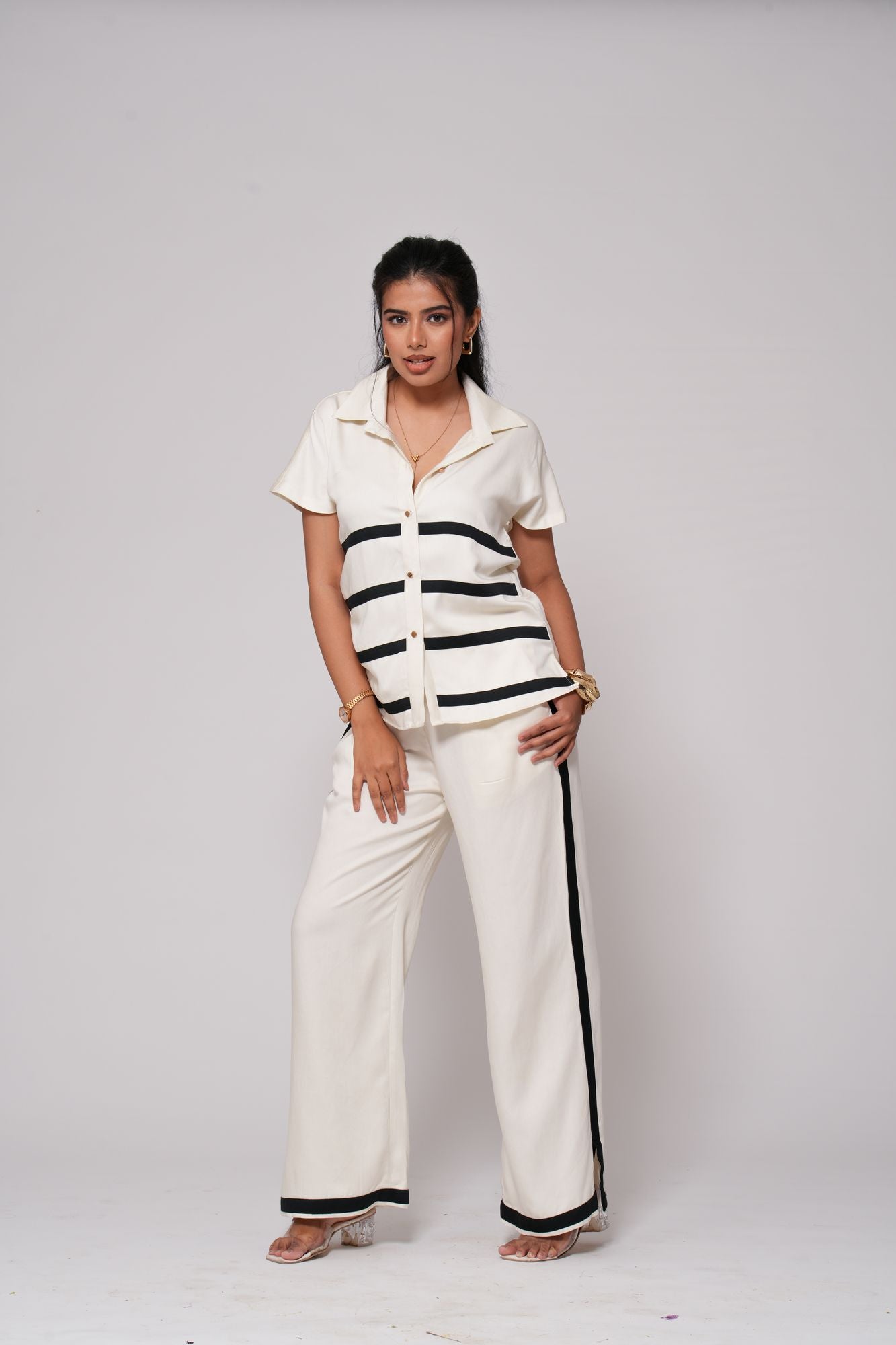 Striped Panel Shirt Co-ord Set