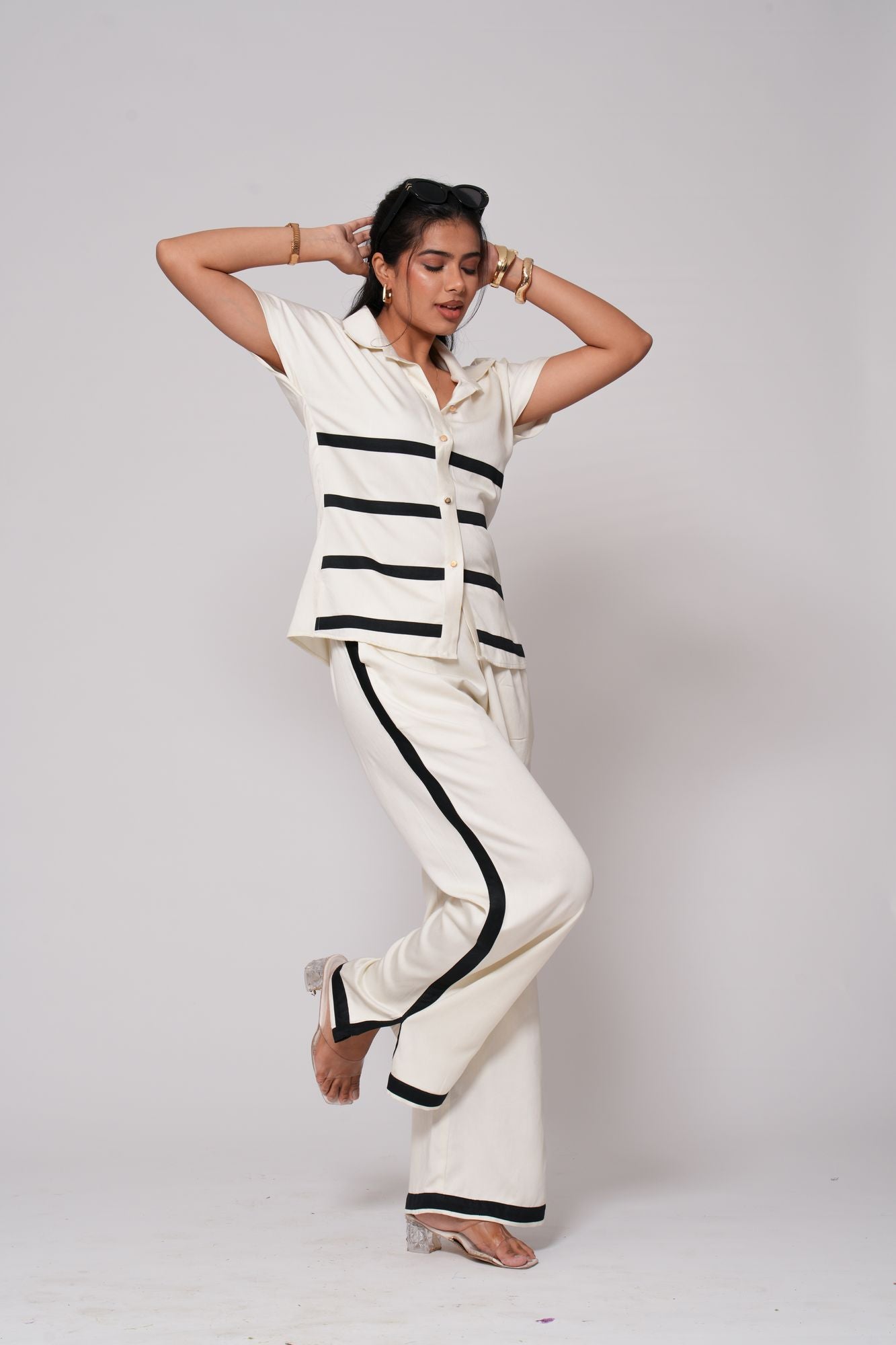 Striped Panel Shirt Co-ord Set