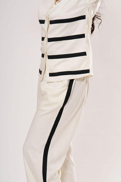 Striped Panel Shirt Co-ord Set