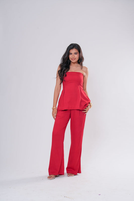 Off-Shoulder Pleated Co-ord Set