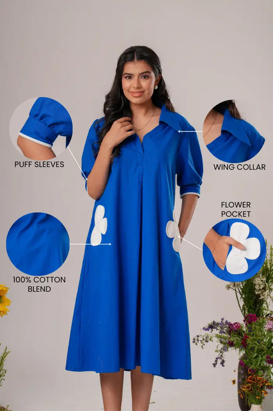 Flower Pocket A-line Dress Label By Mohita