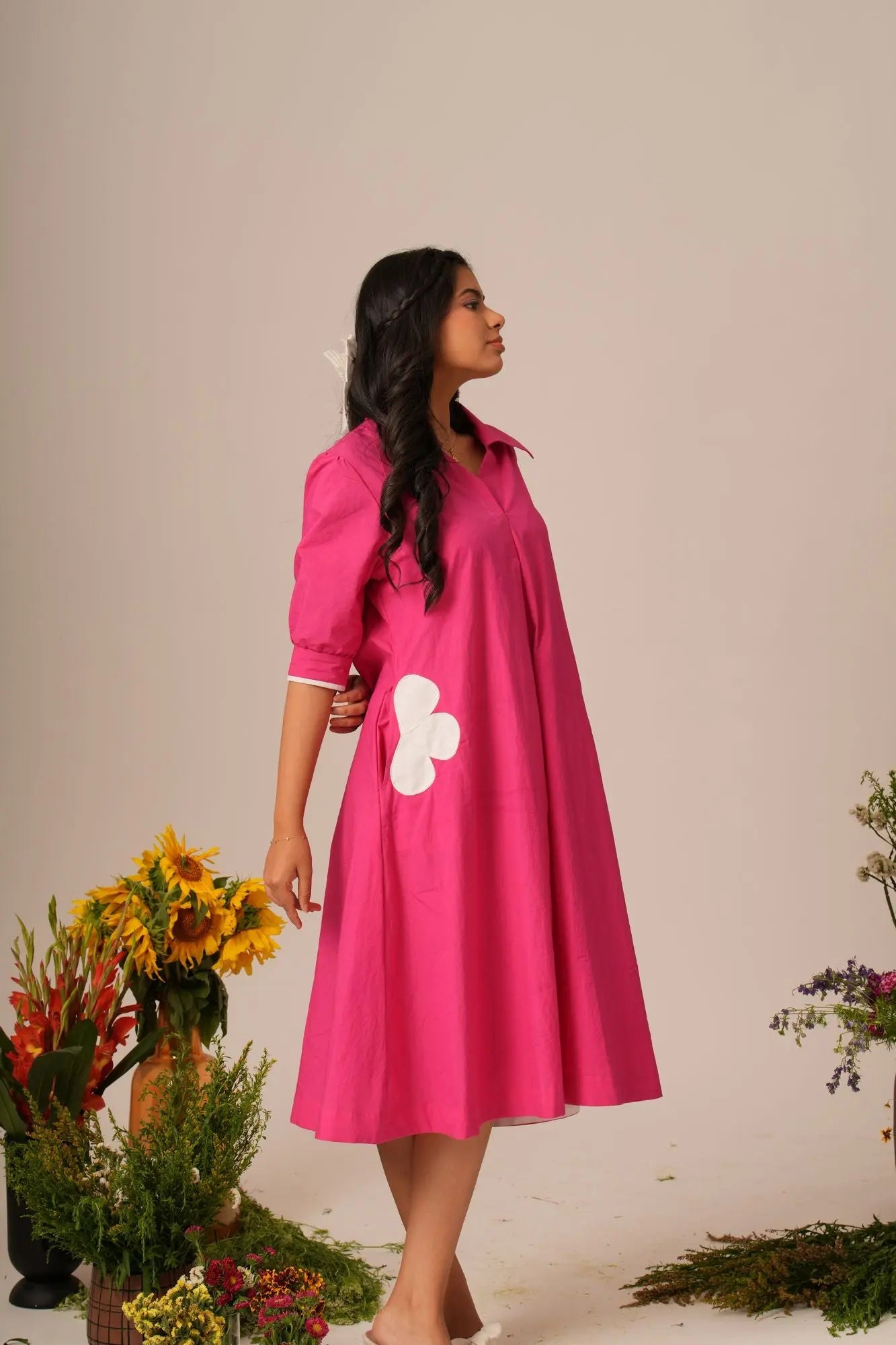 Flower Pocket A-line Dress Label By Mohita
