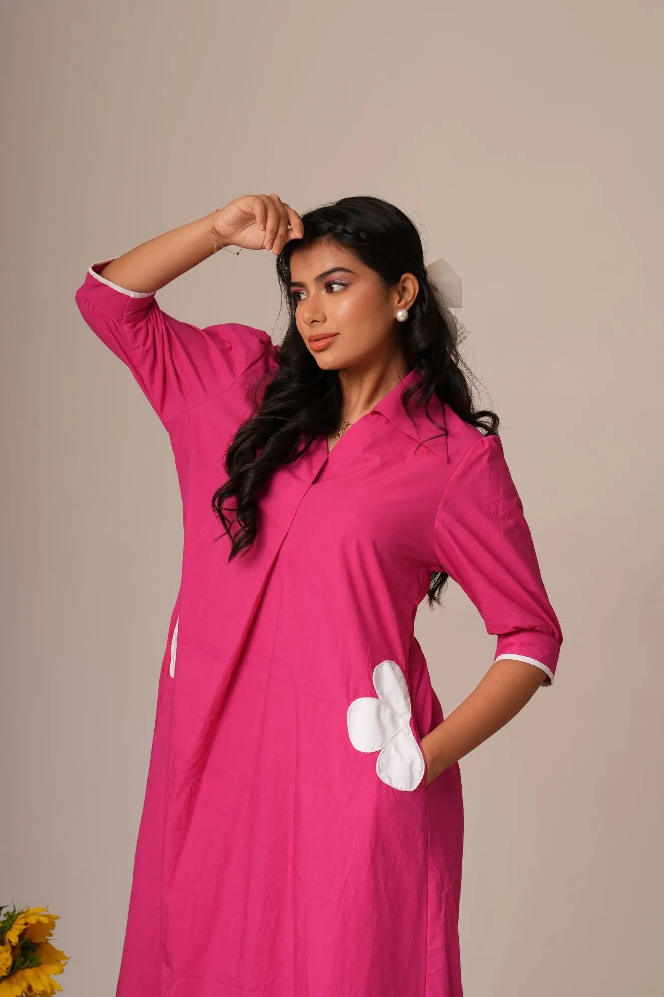 Flower Pocket A-line Dress Label By Mohita