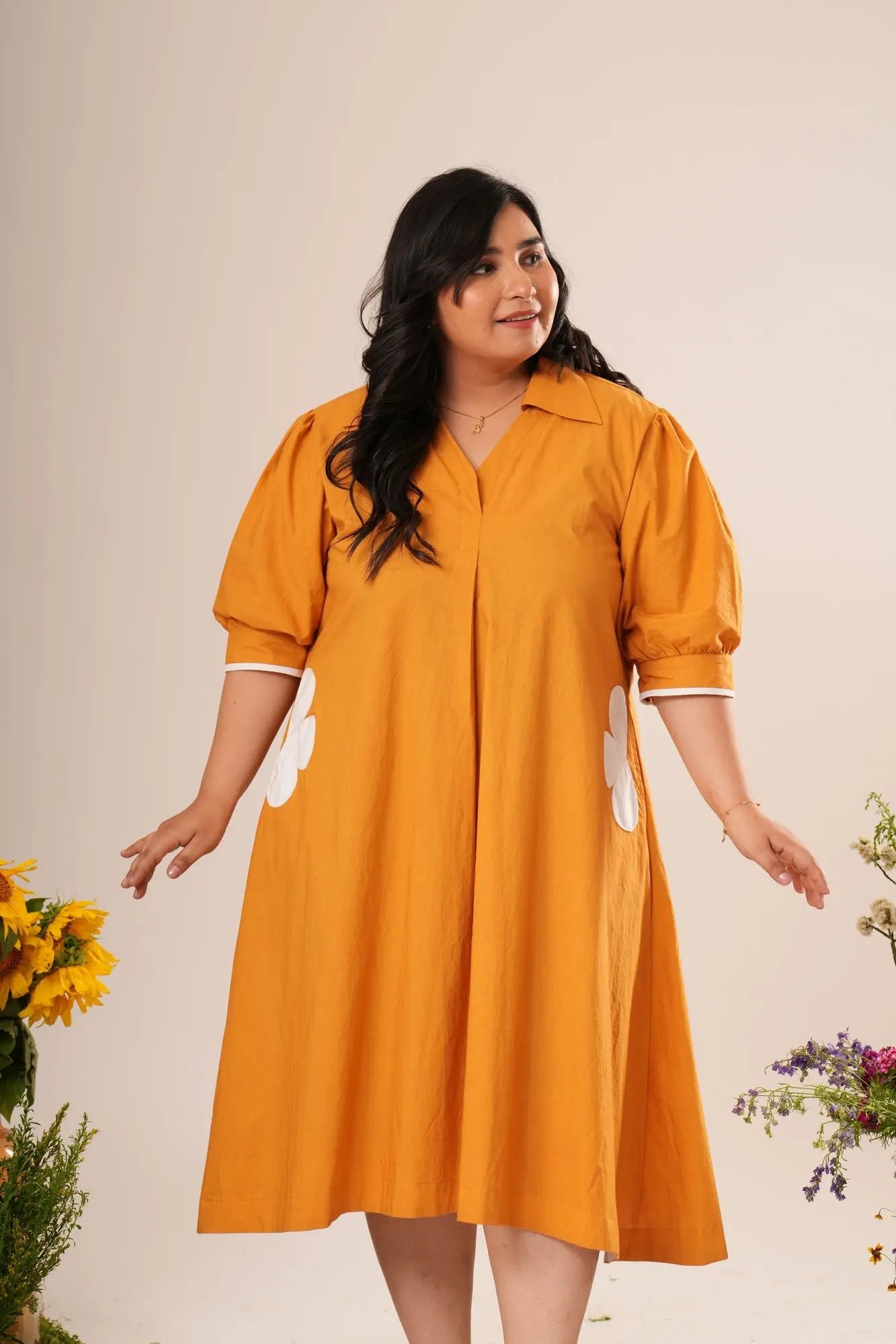 Flower Pocket A-line Dress Label By Mohita