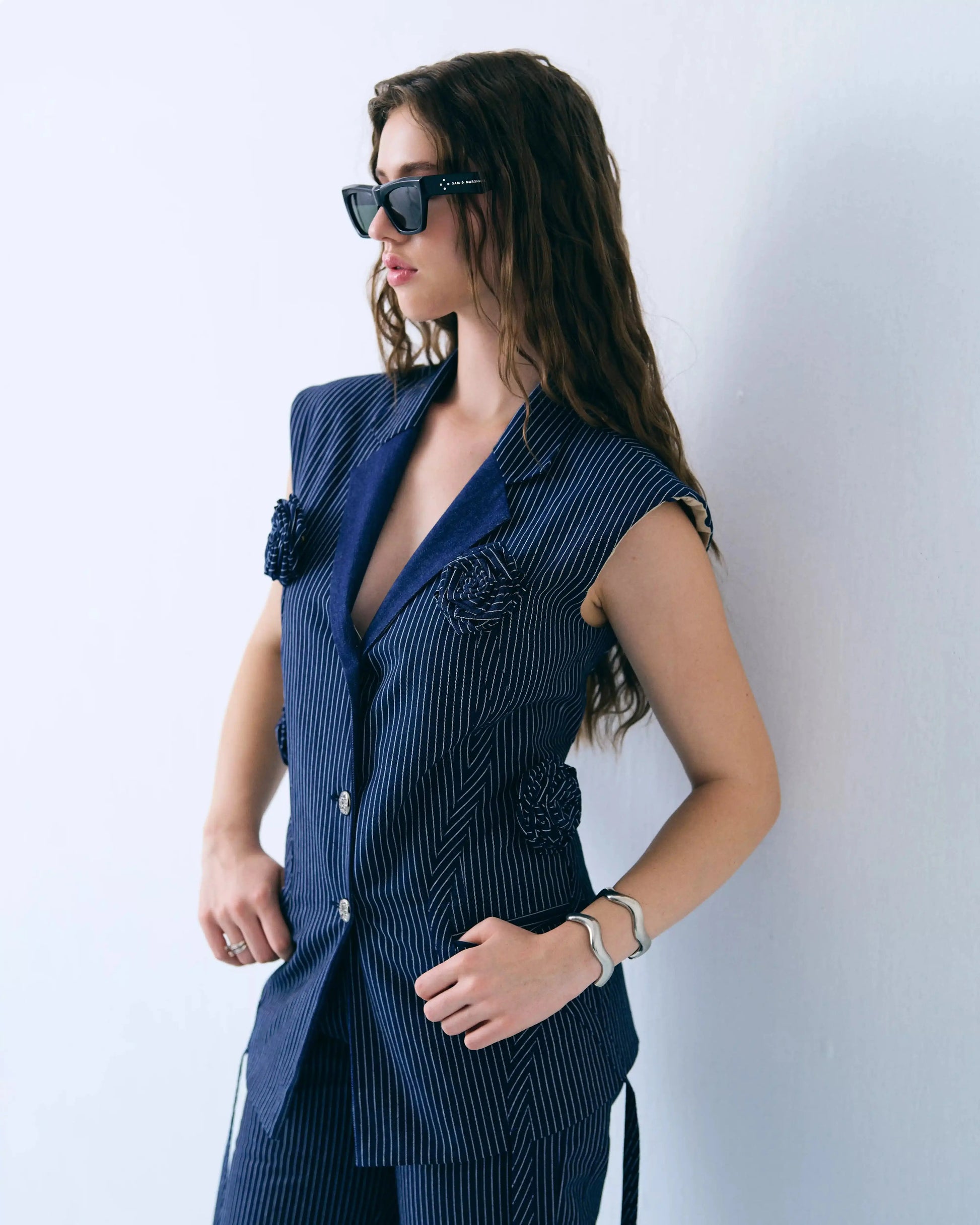 Flower detail blazer cord set Label By Mohita