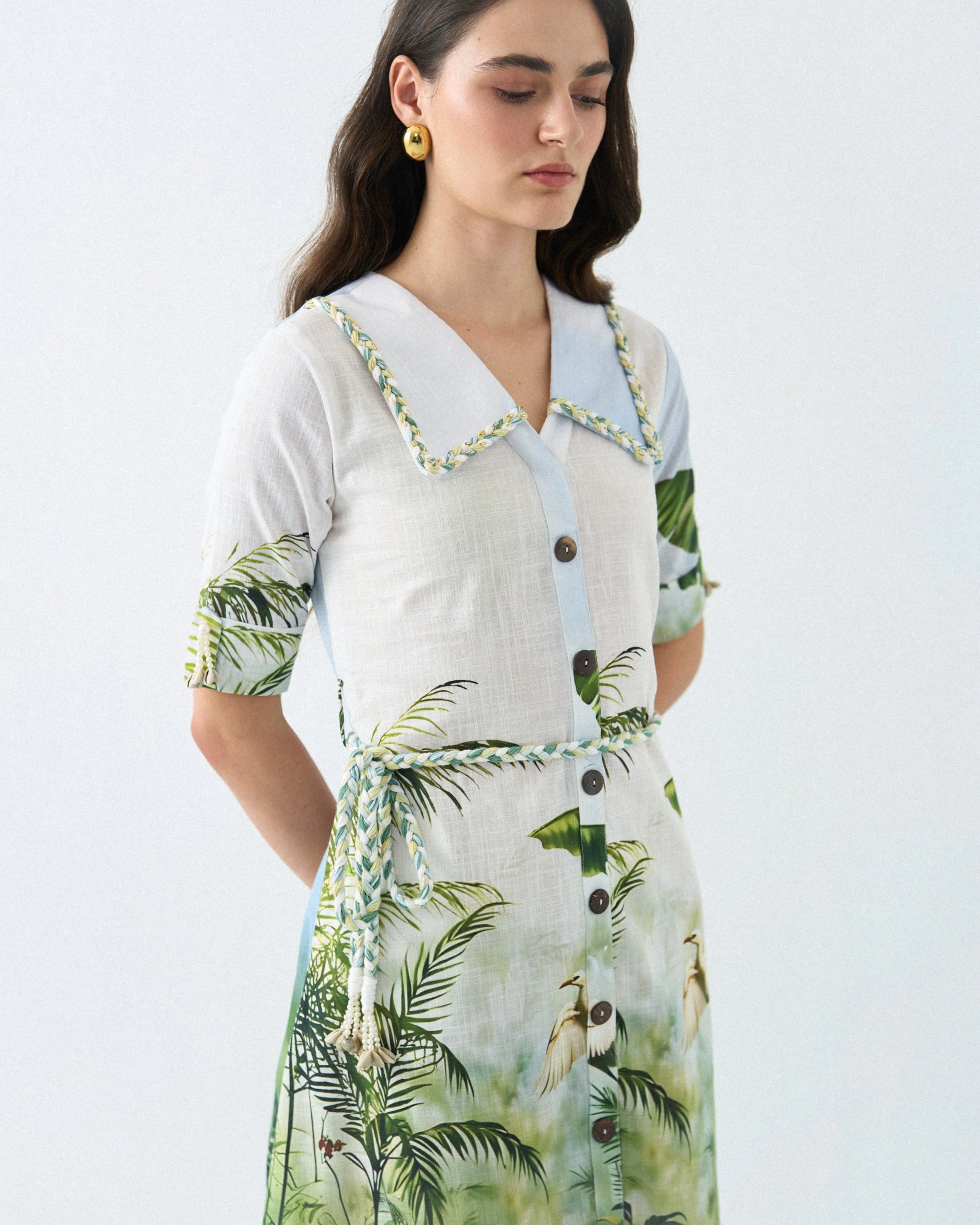 green safari dress Boden Women's Boat Neck Mix Dress in Green