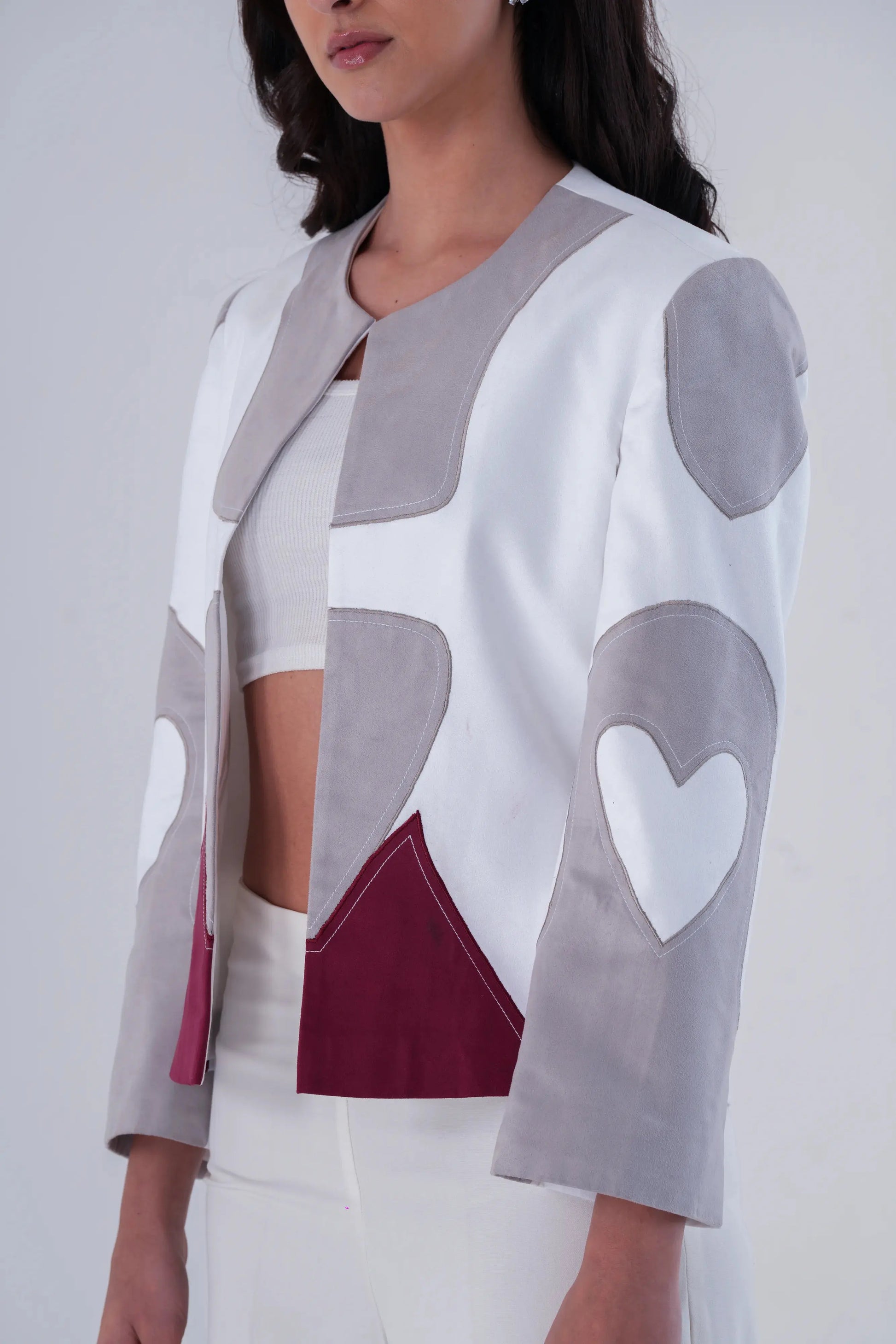 Heart sleeve suede jacket Label By Mohita