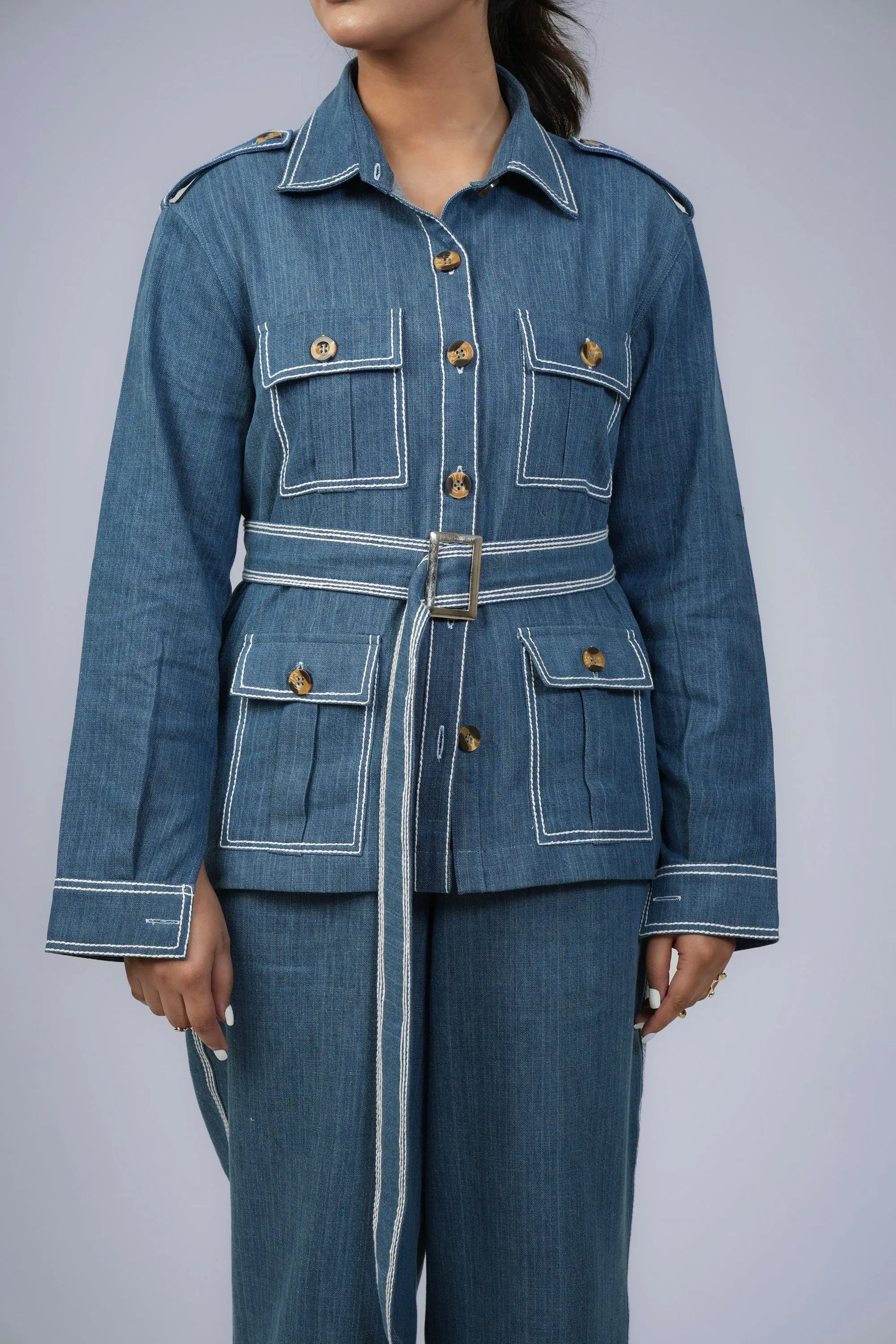 INDIGO STICH CORD SET Label By Mohita