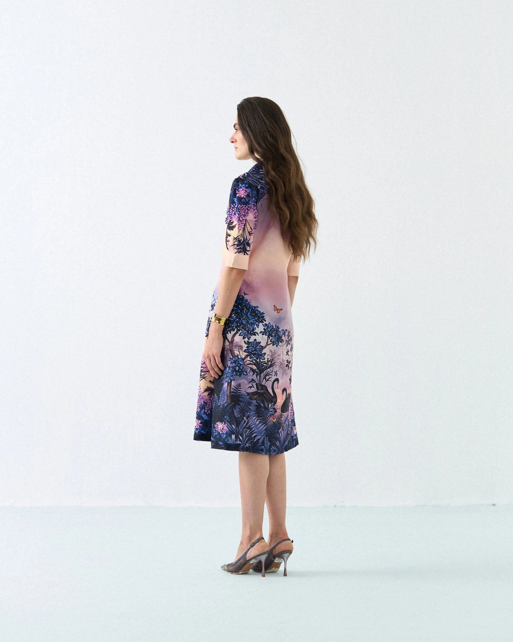Swan glow a-line midi dress Label By Mohita