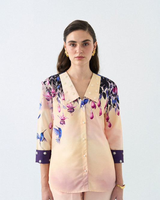 Flap collar bird blossom cordset Label By Mohita