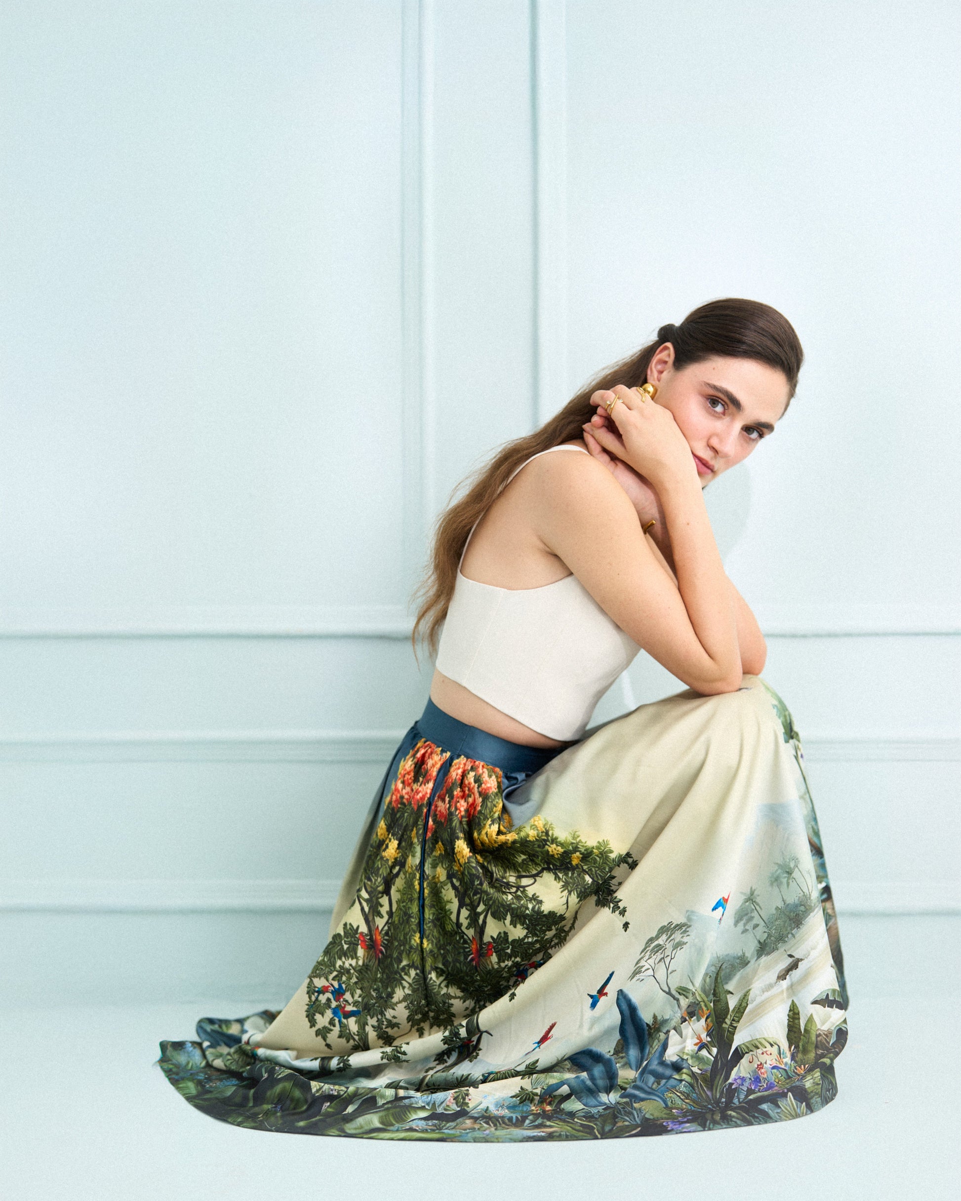 BLUE- OLIVE SAFARI STORY SKIRT Label By Mohita