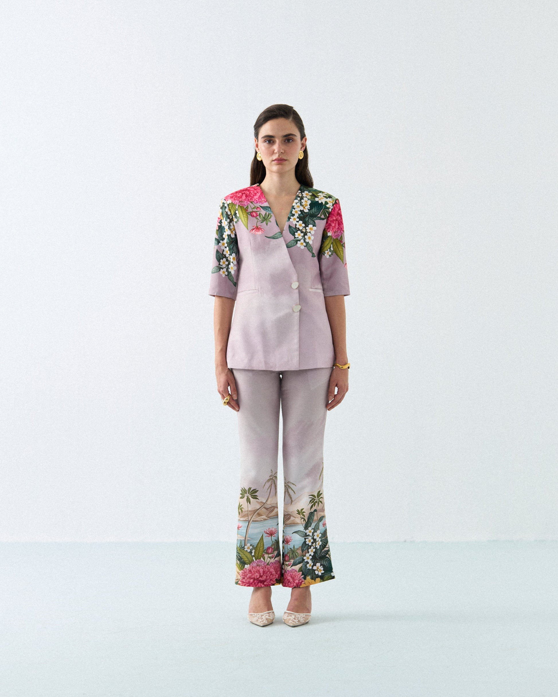 Lotus bloom overlap blazer cordset Label By Mohita