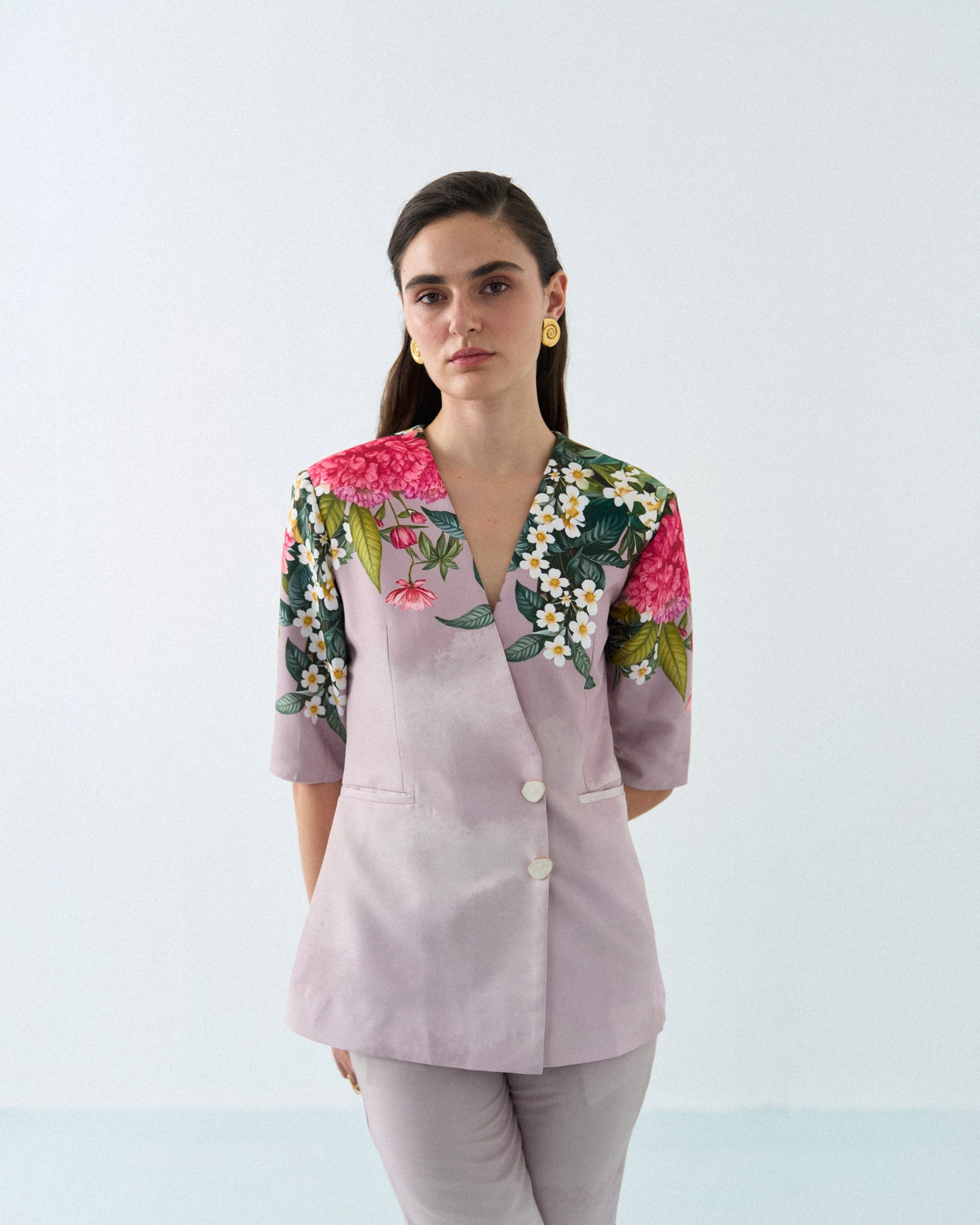 Lotus bloom overlap blazer cordset Label By Mohita