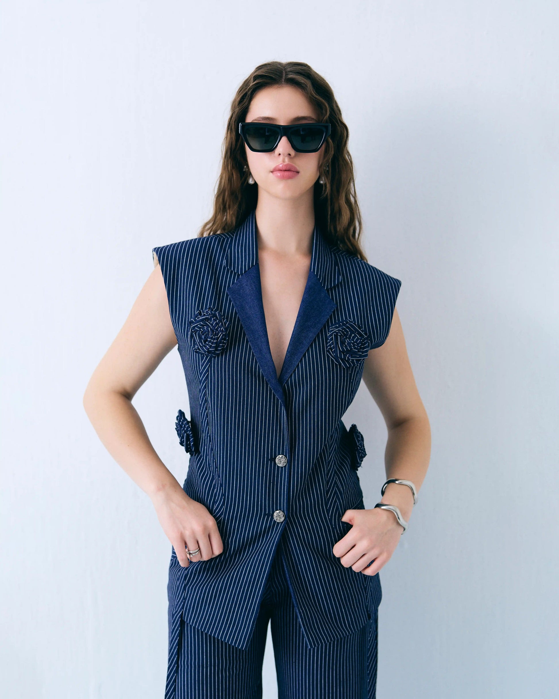 Flower detail blazer cordset Label By Mohita