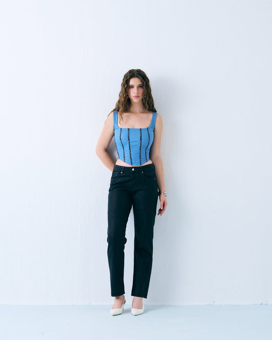 Square neck denim corset Label By Mohita