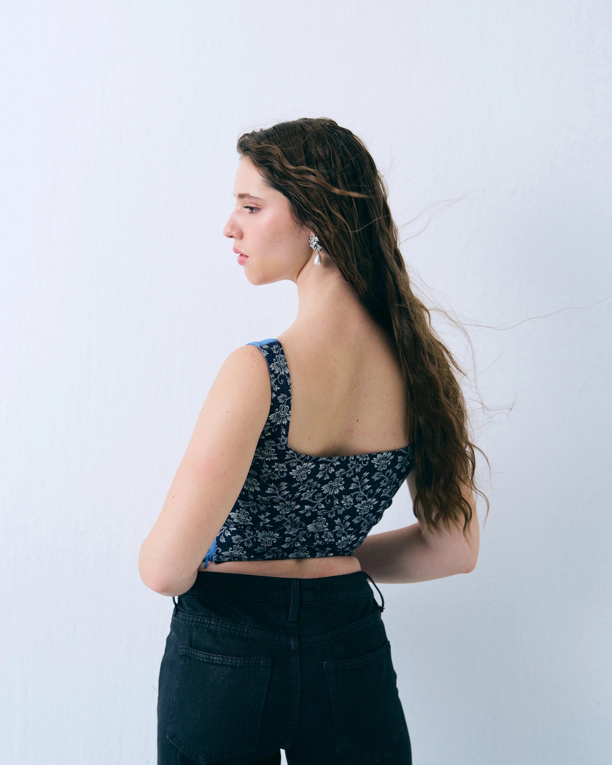 Square neck denim corset Label By Mohita