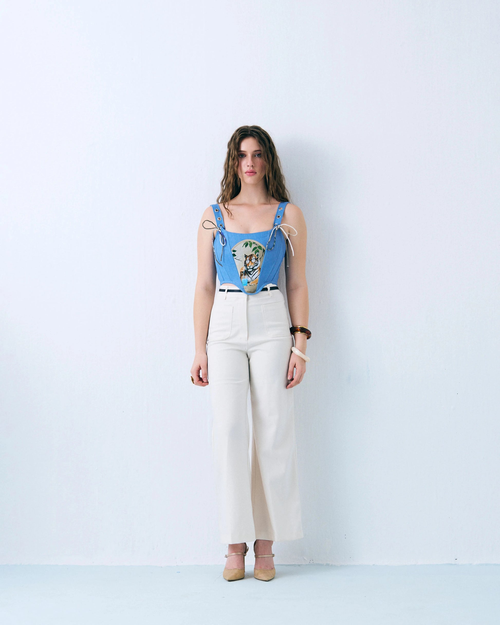 Tiger print denim corset Label By Mohita