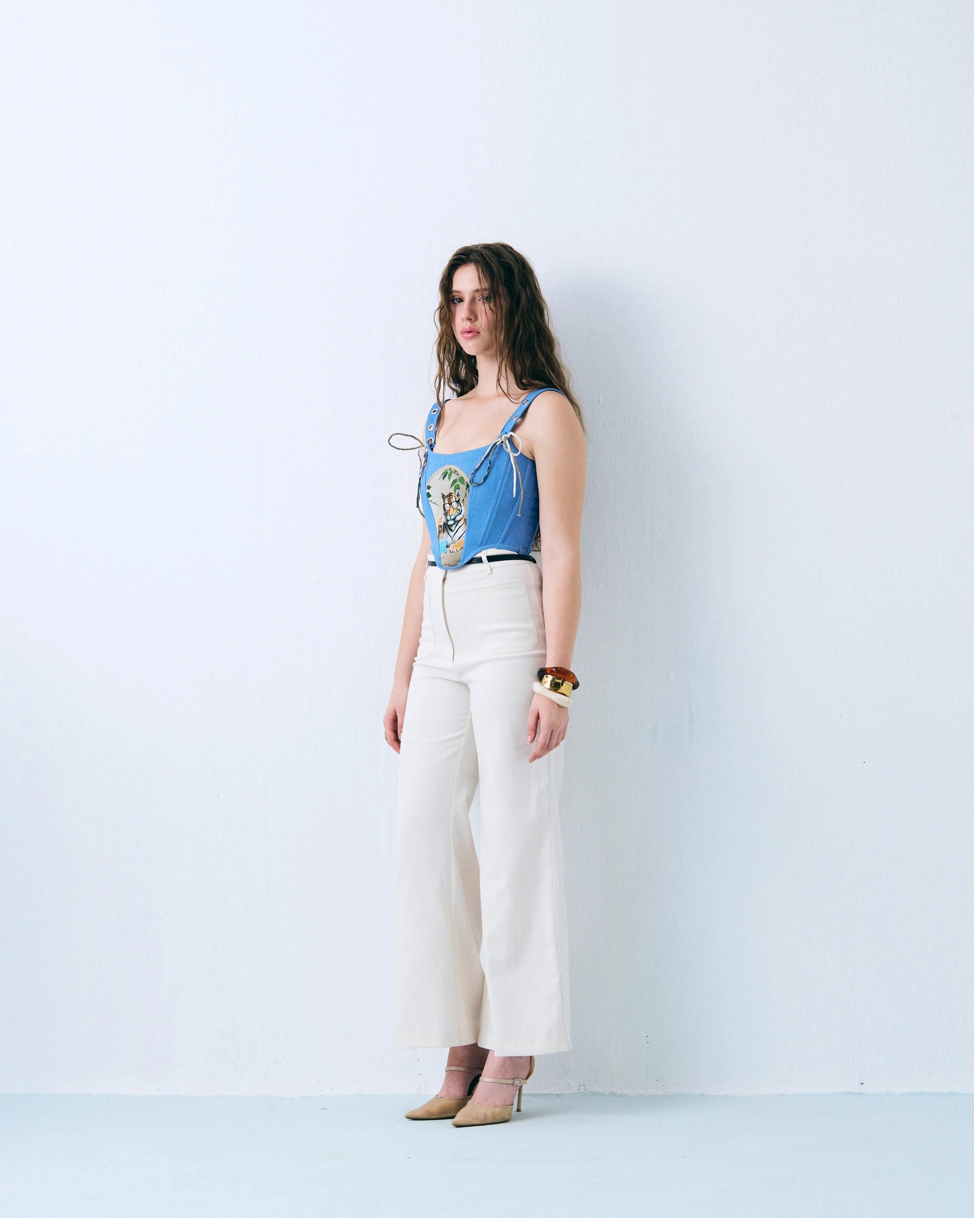 Tiger print denim corset Label By Mohita