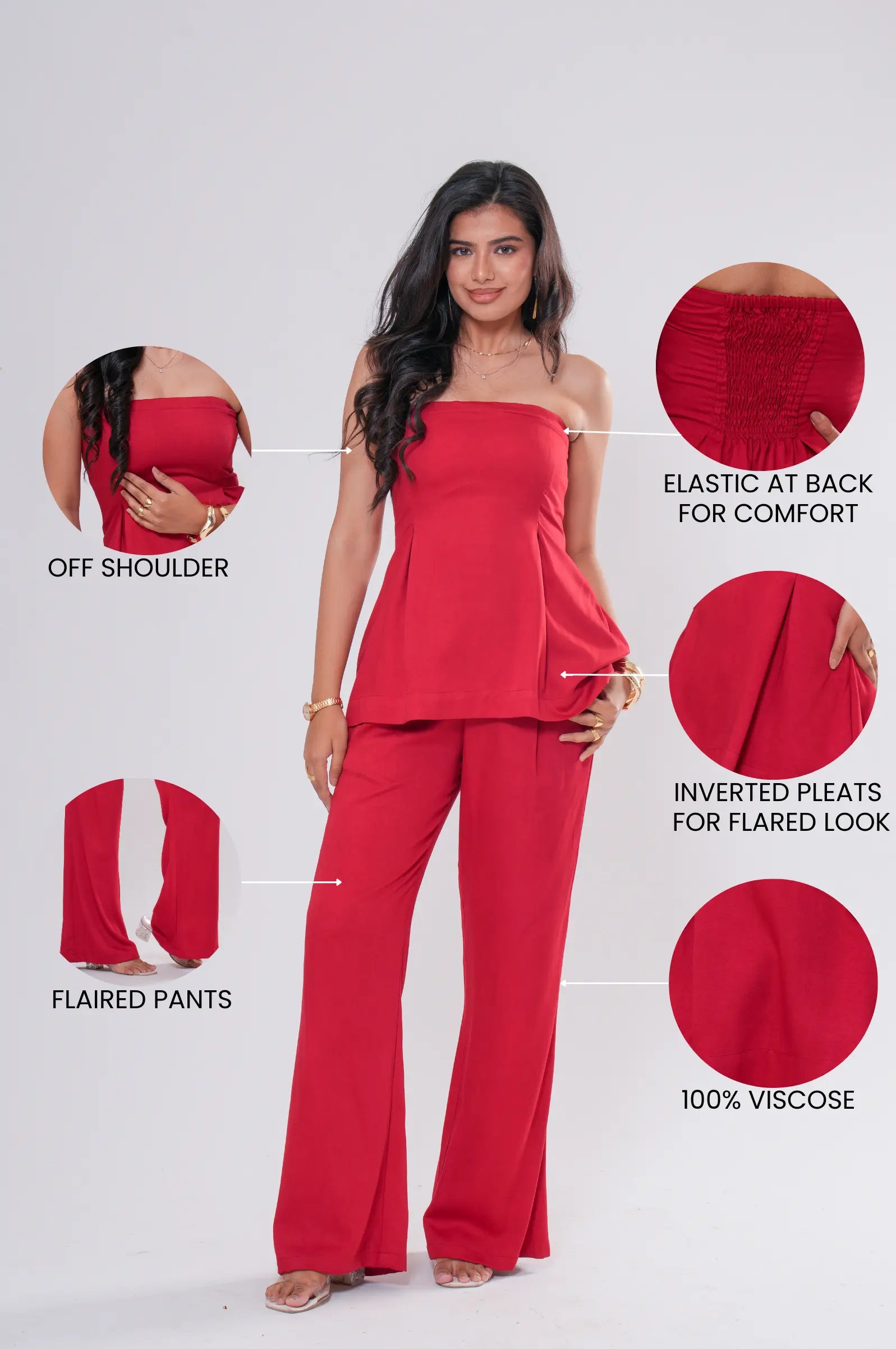 Off-Shoulder Pleated Co-ord Set Label By Mohita