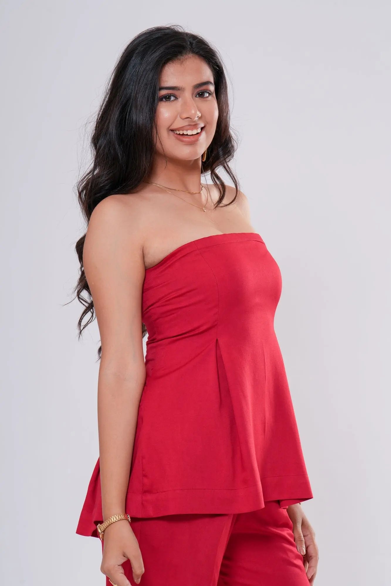 Off-Shoulder Pleated Co-ord Set Label By Mohita