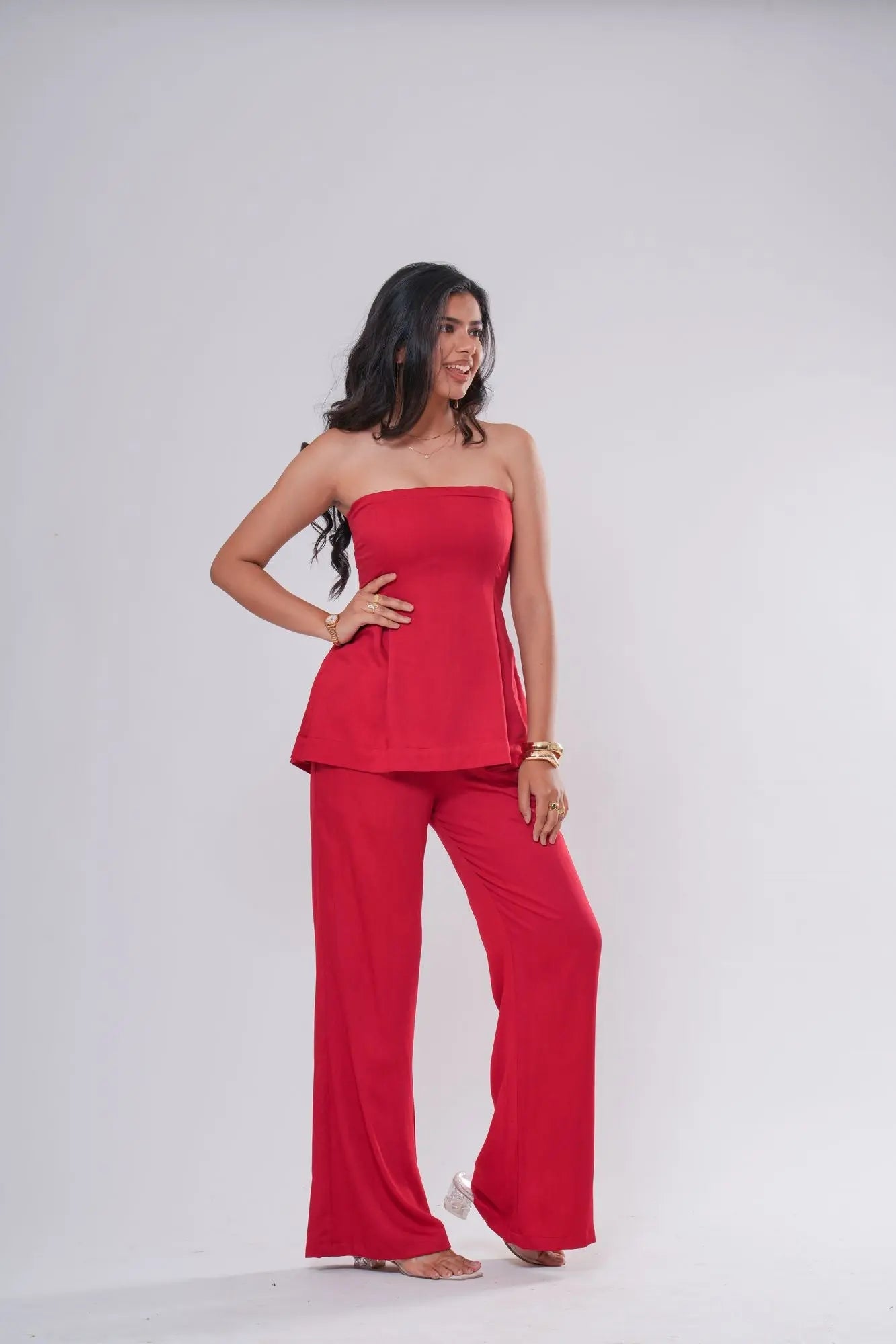 Off-Shoulder Pleated Co-ord Set Label By Mohita