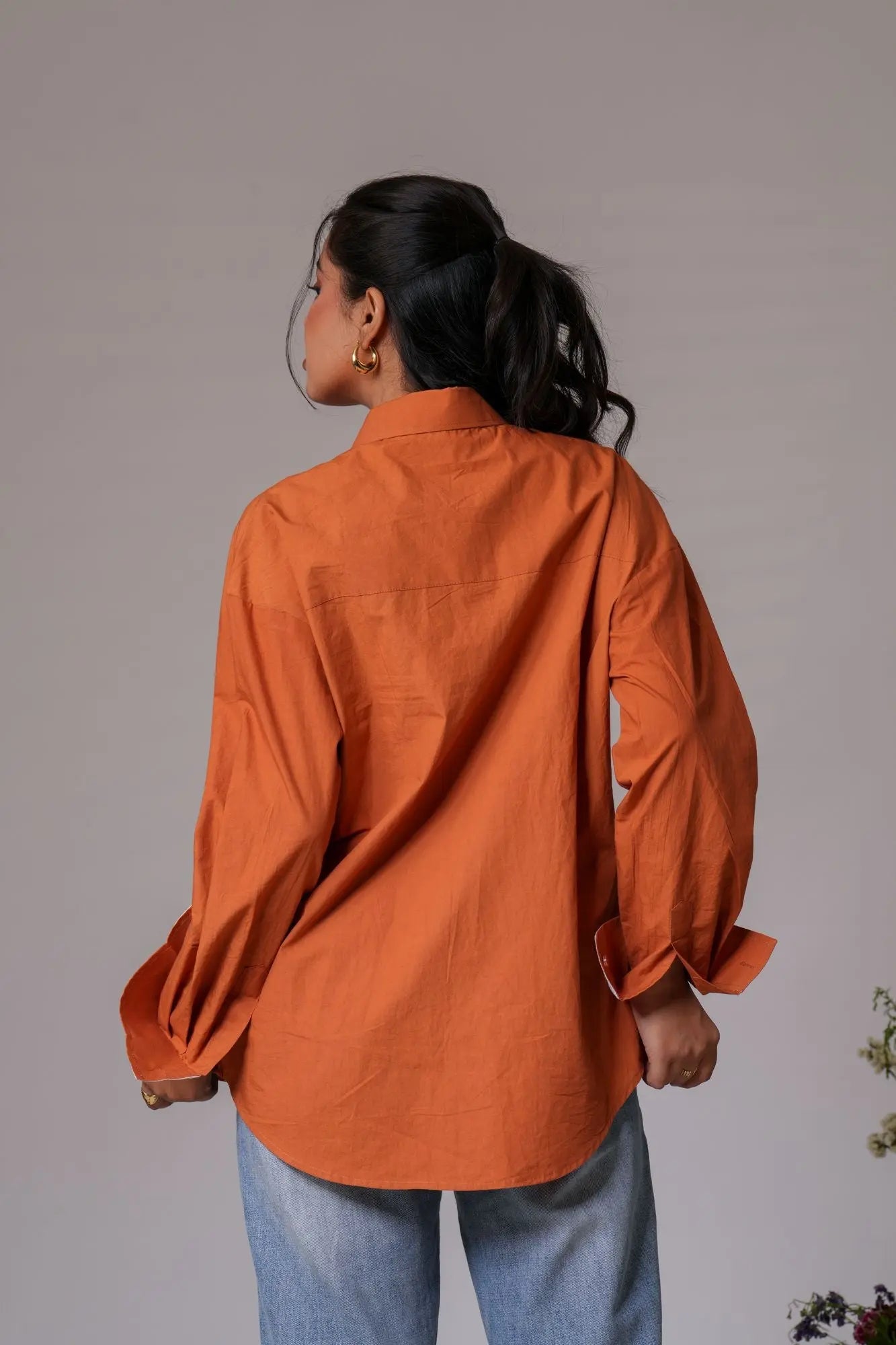 Pin-Tucked Contrast Cuff Shirt Label By Mohita