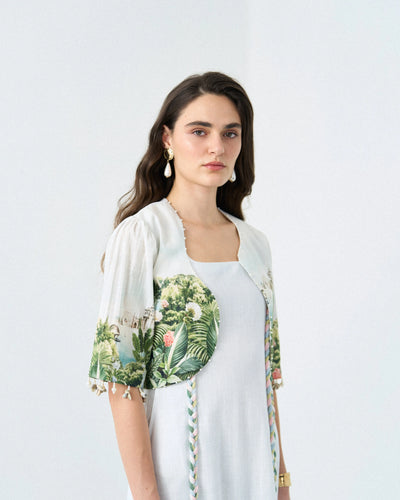 Safari Deer Jacket and Dress Combo — bold printed western wear outfit