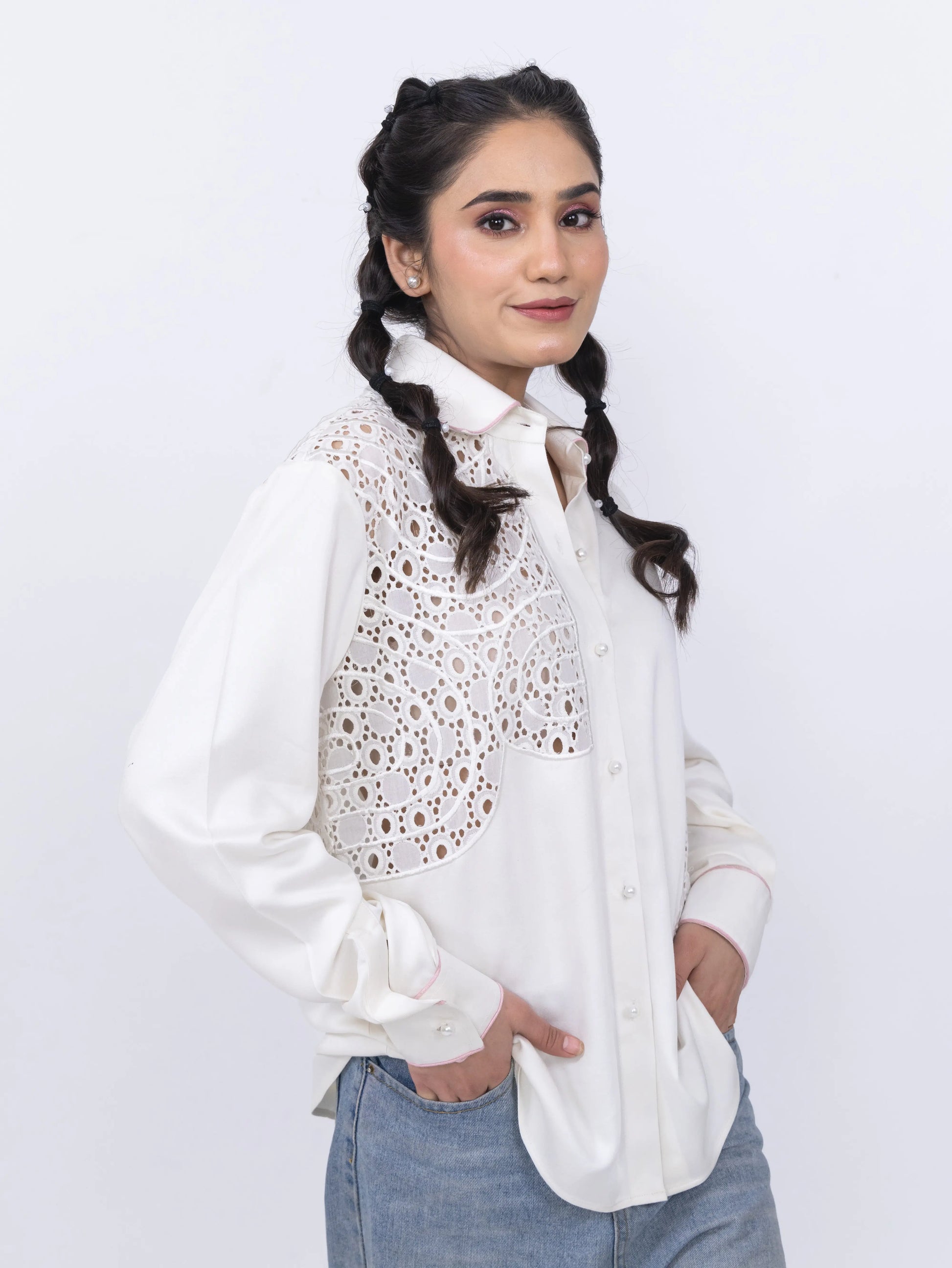 SCHIFFLI EMBROIDERED SHIRT - Label By Mohita