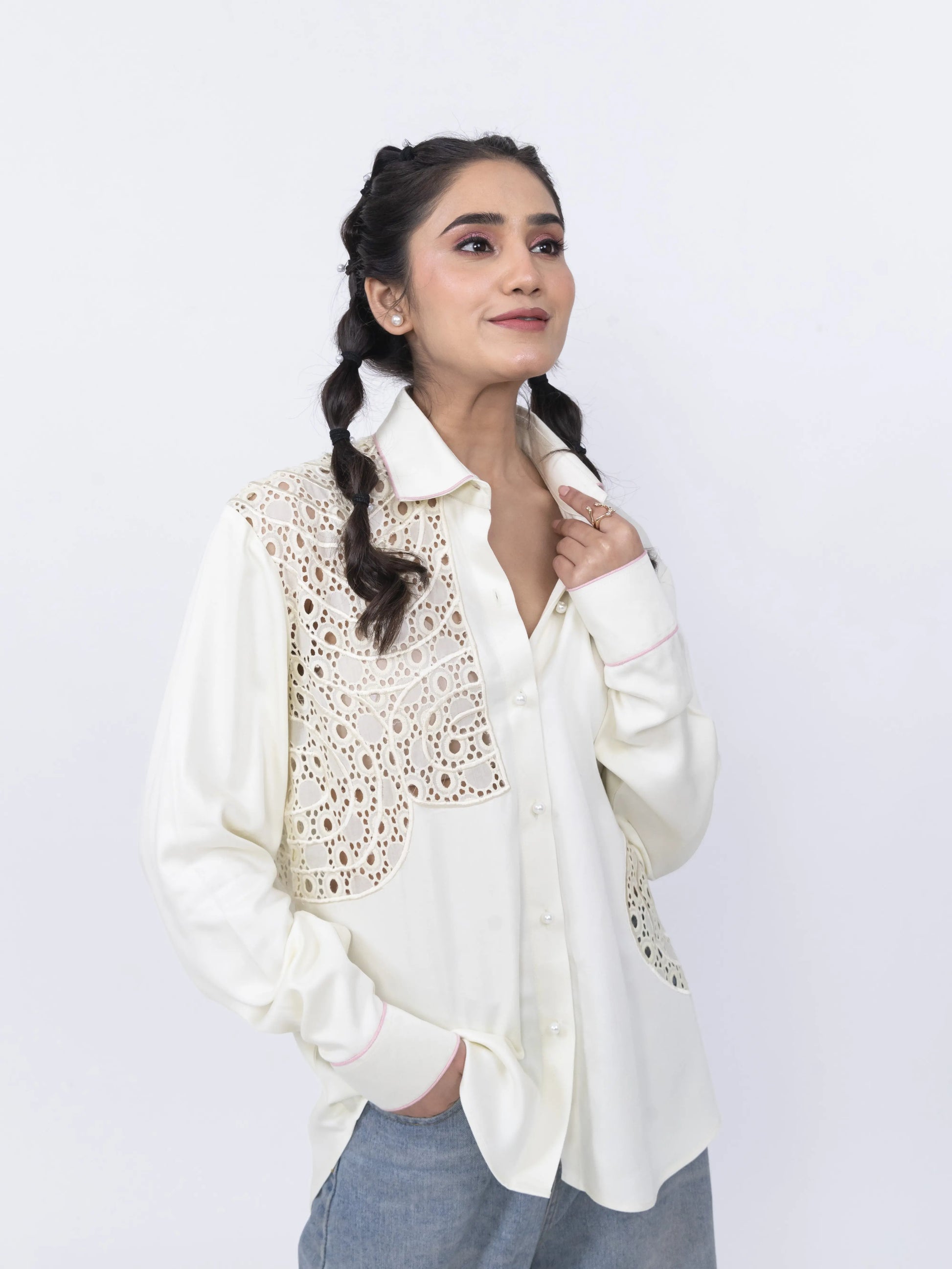 SCHIFFLI EMBROIDERED SHIRT - Label By Mohita