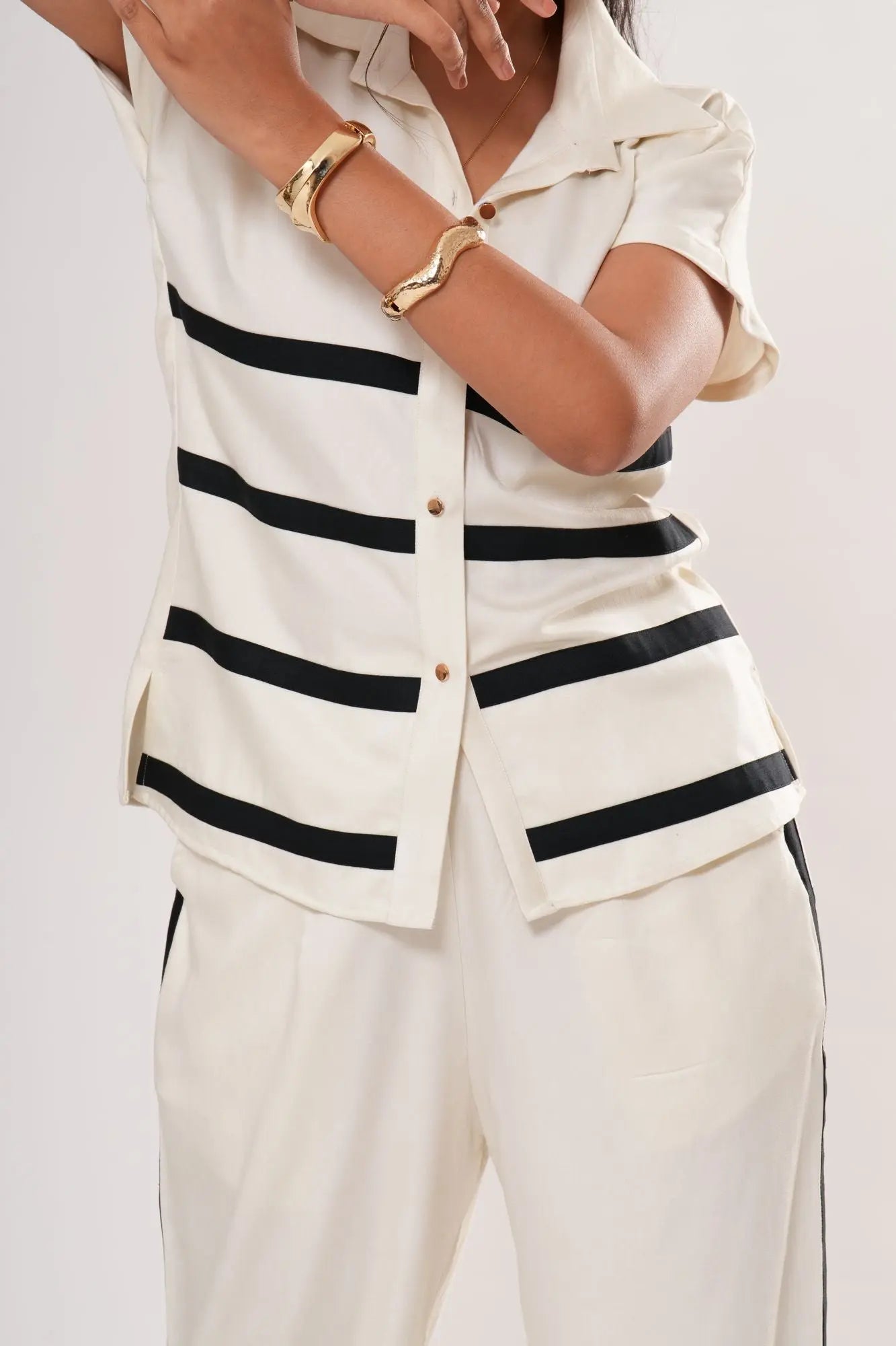 Striped Panel Shirt Co-ord Set Label By Mohita