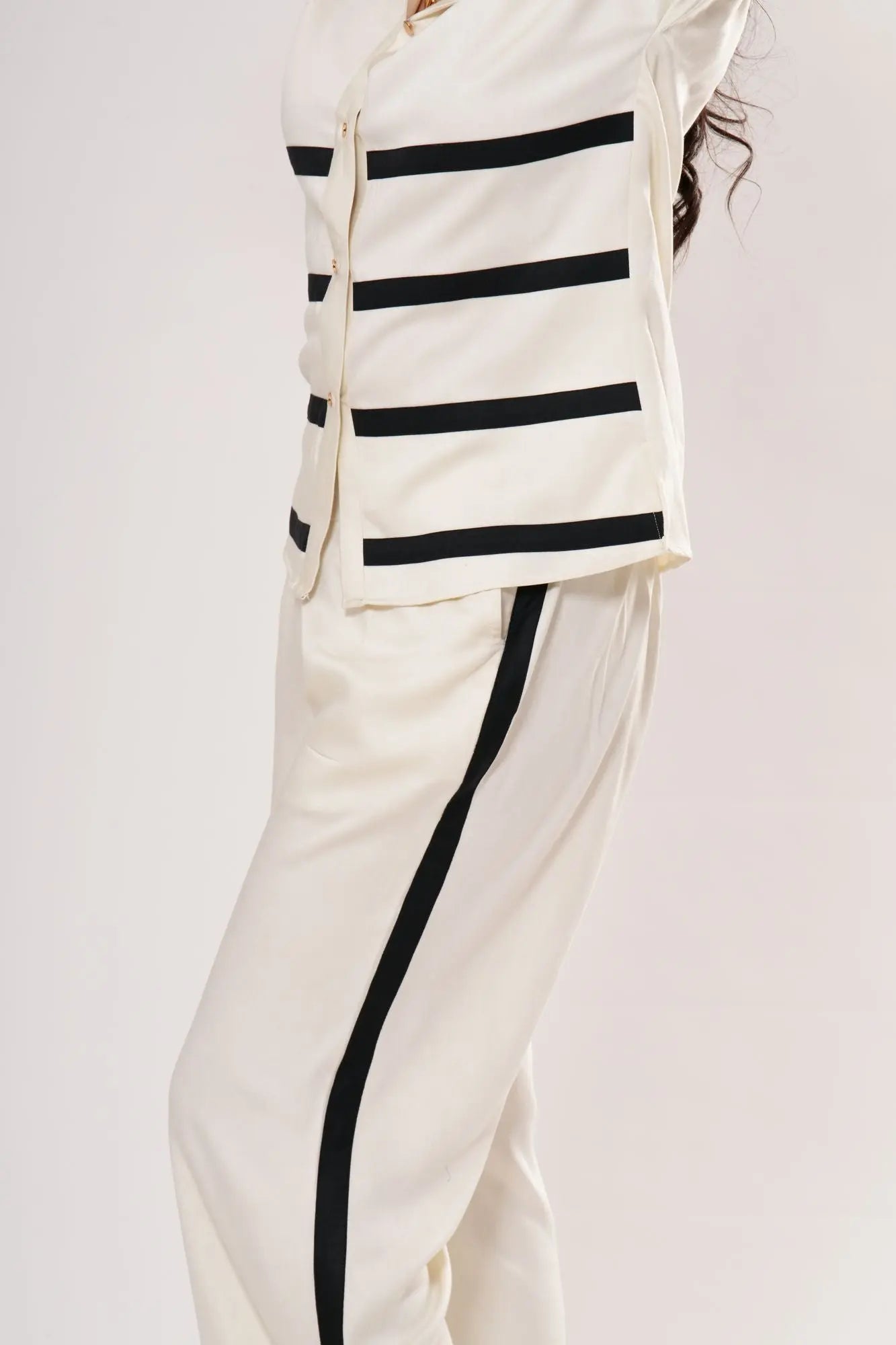 Striped Panel Shirt Co-ord Set Label By Mohita