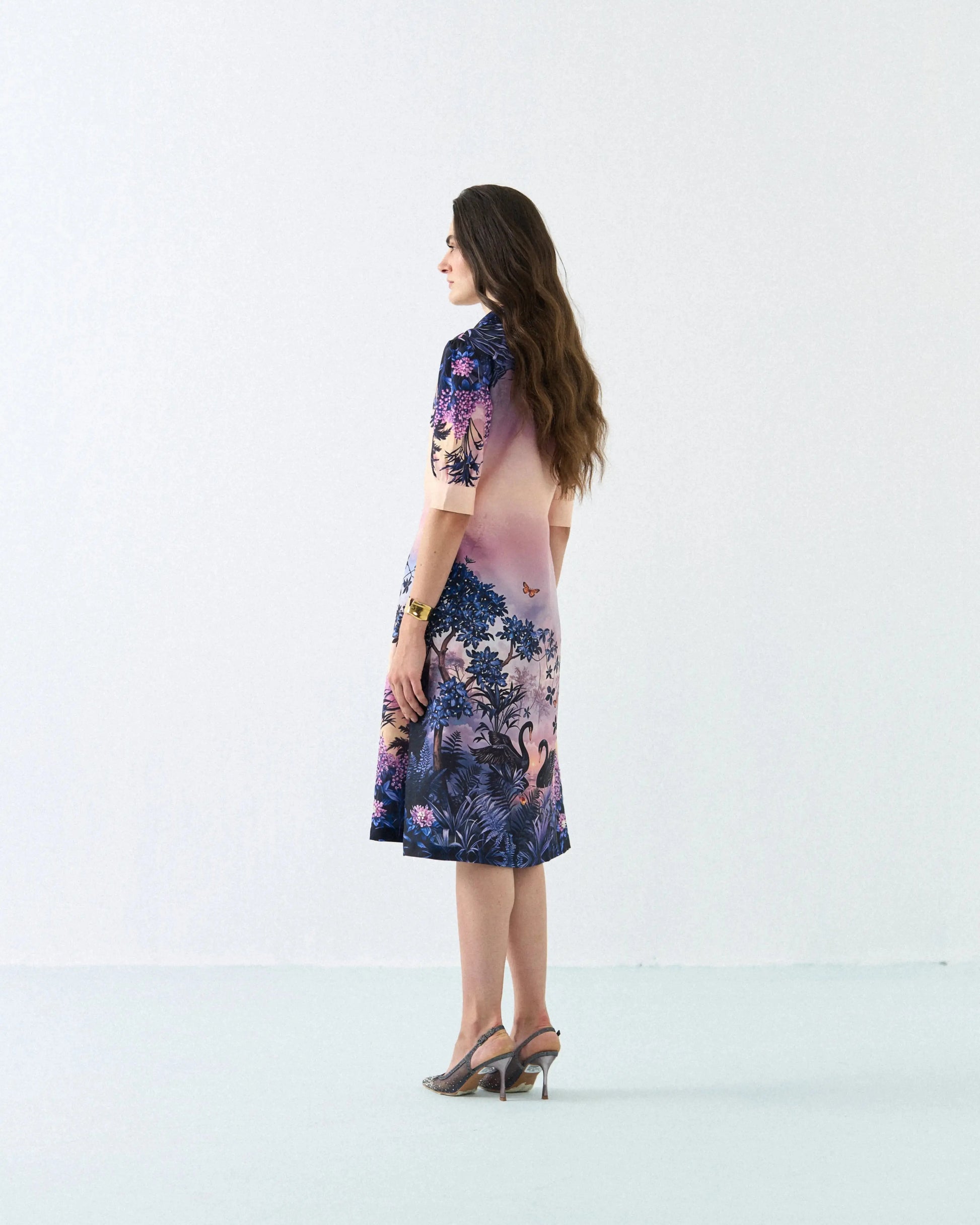 Swan glow a-line midi dress Label By Mohita