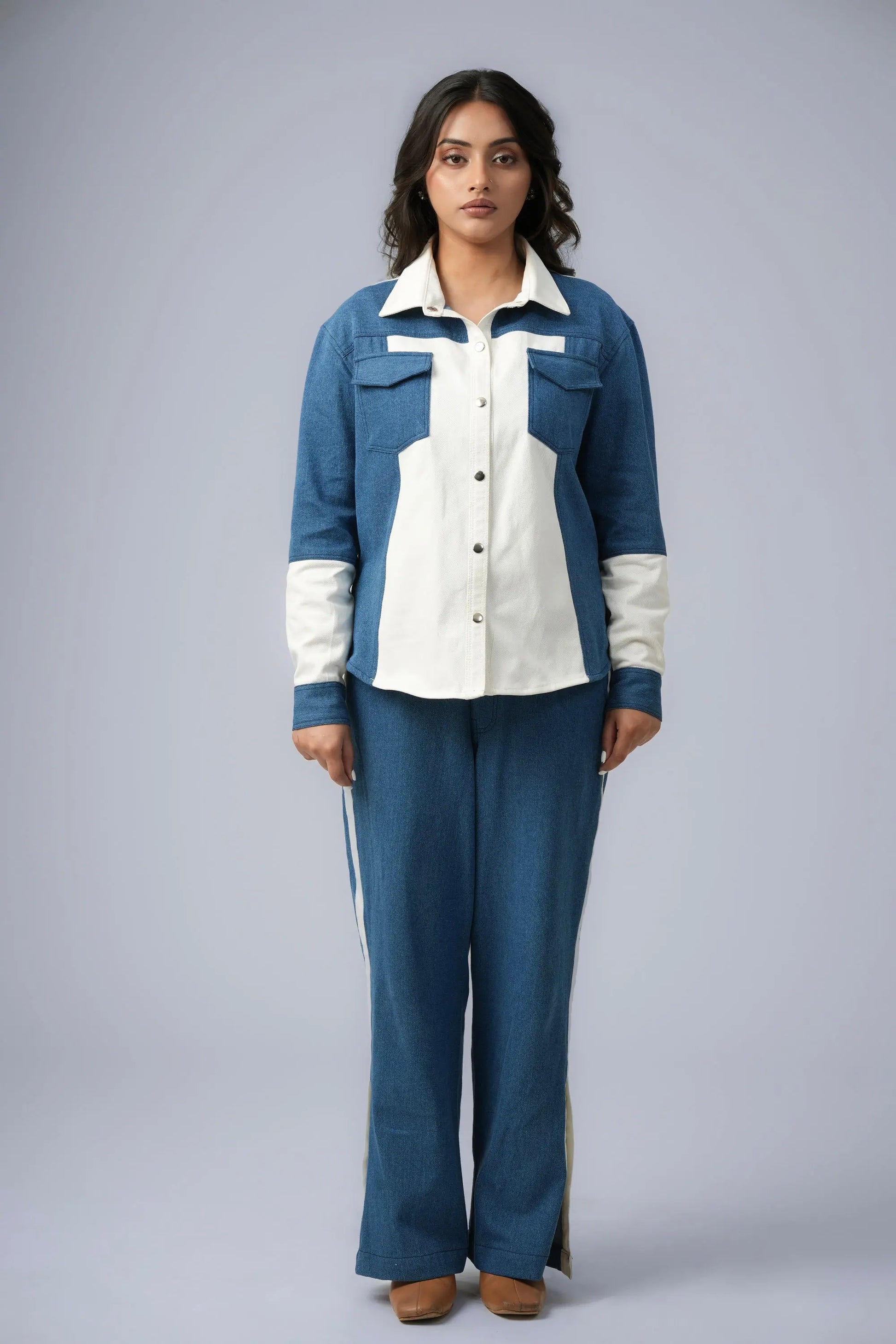 WANDER BLOOM DENIM CORD SET Label By Mohita