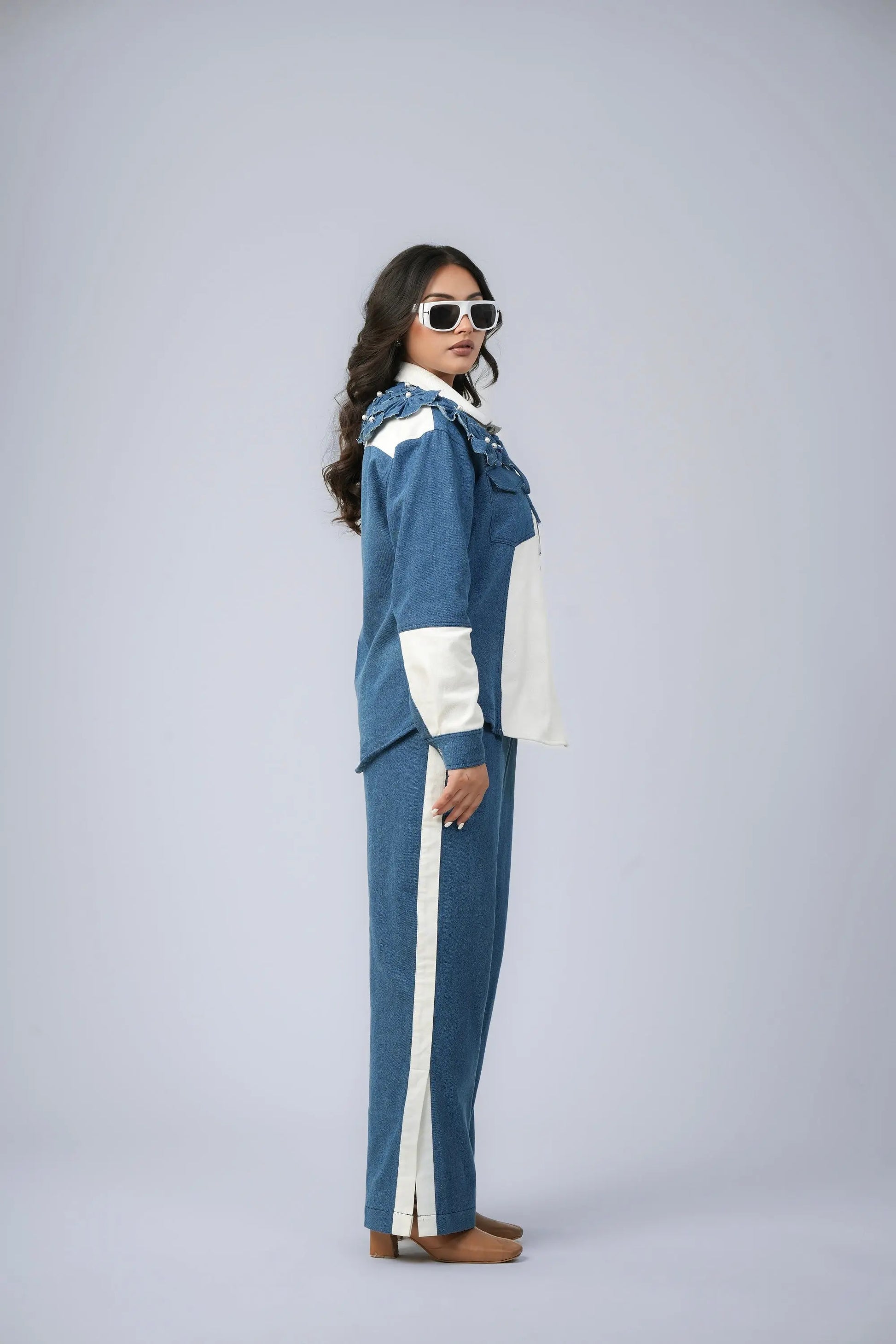 WANDER BLOOM DENIM CORD SET Label By Mohita