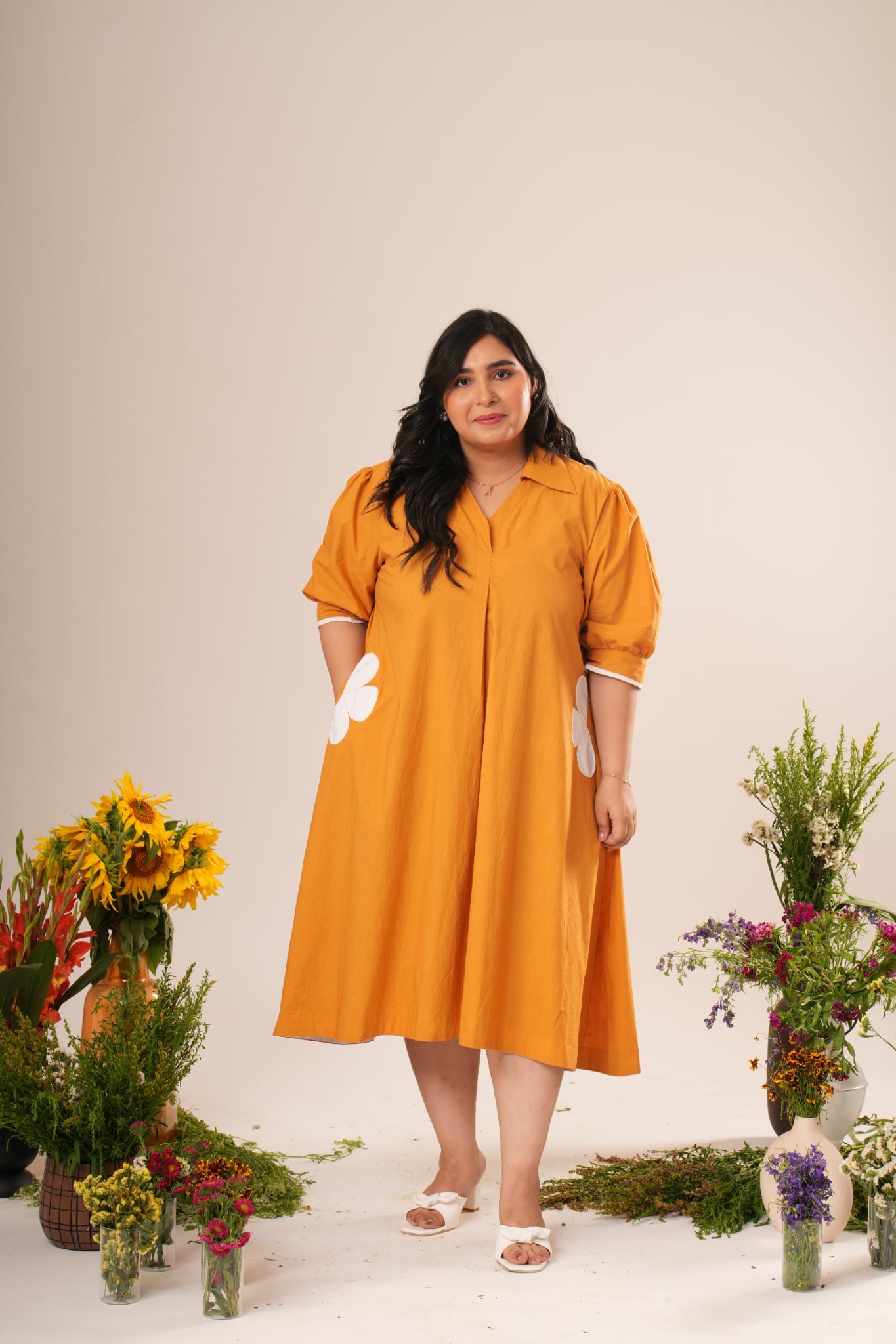 Flower Pocket A-line Dress