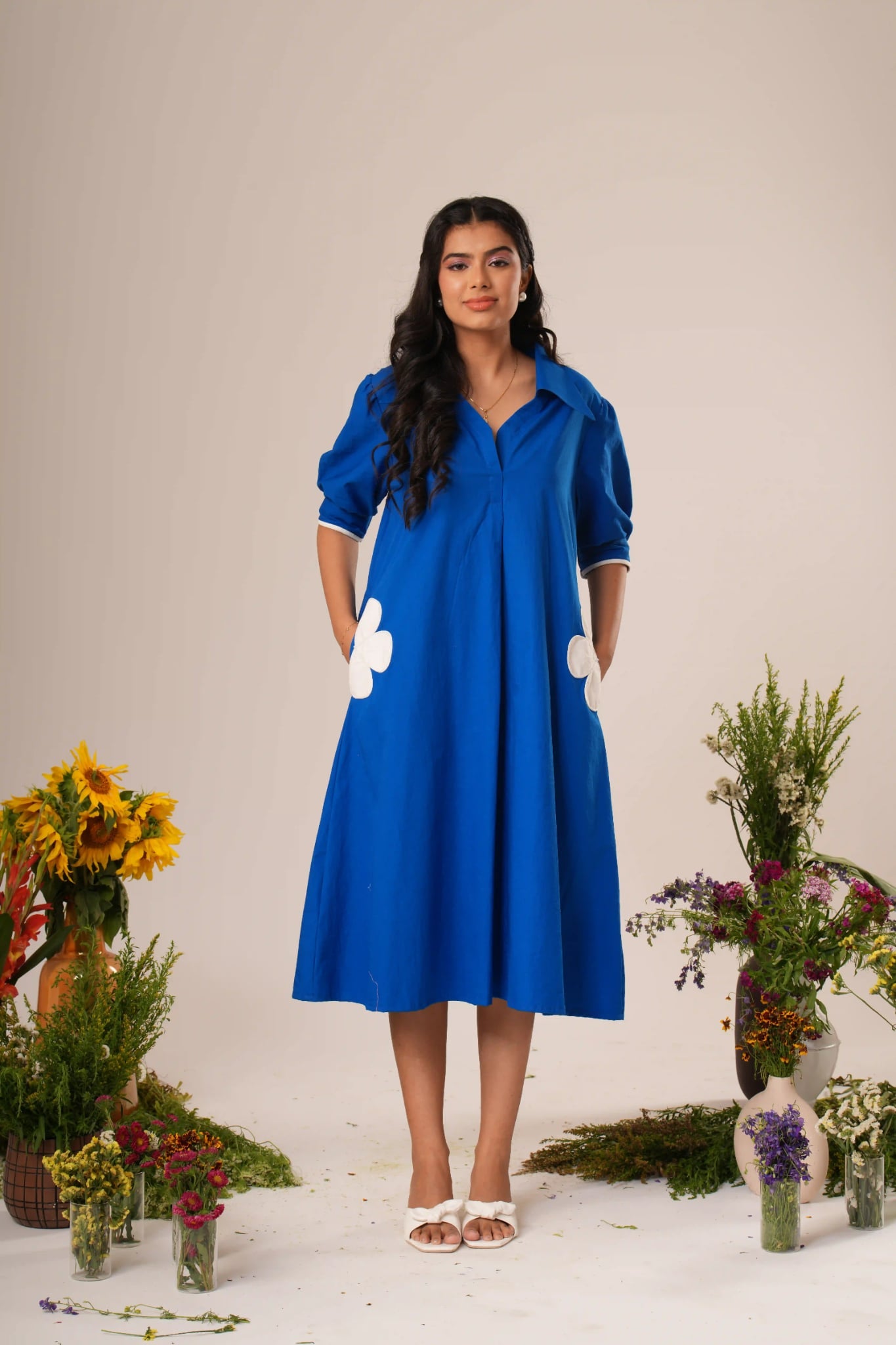 Flower Pocket A-line Dress